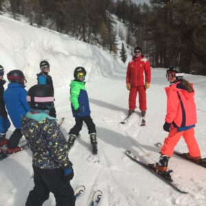 students skiing