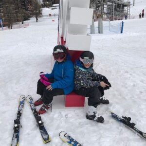 students skiing